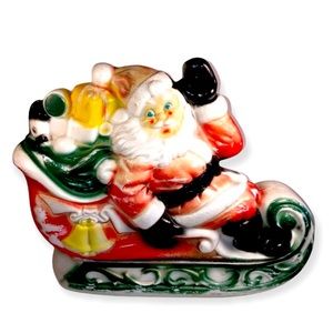 Vintage Blow Mold - Empire Plastic - Christmas - Santa on sleigh sled